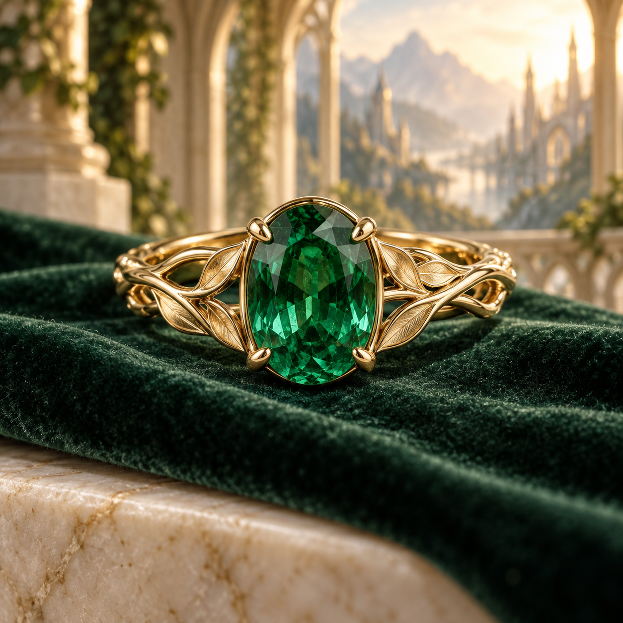 AI-generated Emerald Grove Ring concept